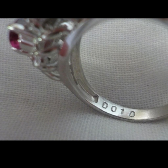 Platinum Natural Ruby Diamond Halo Ring - Picture 2 of 9